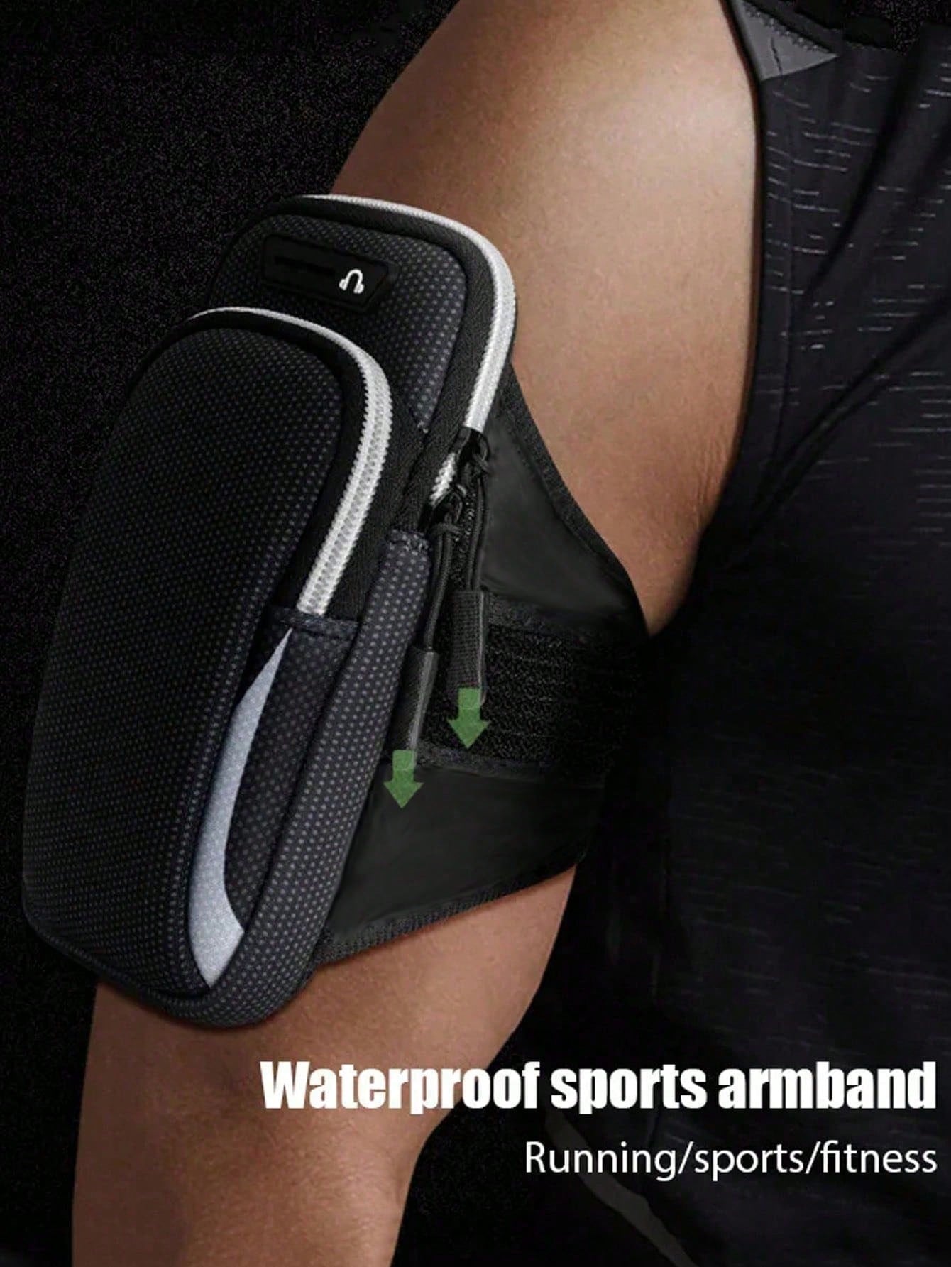 1pc Universal Waterproof Phone Arm Bag, Dual-Layer Zipper Design: Men's Outdoor Sports Arm Bag- Adjustable Shoulder Strap, Suitable For Running, Hiking, Cycling And More Sports! Safely Store Your Pho