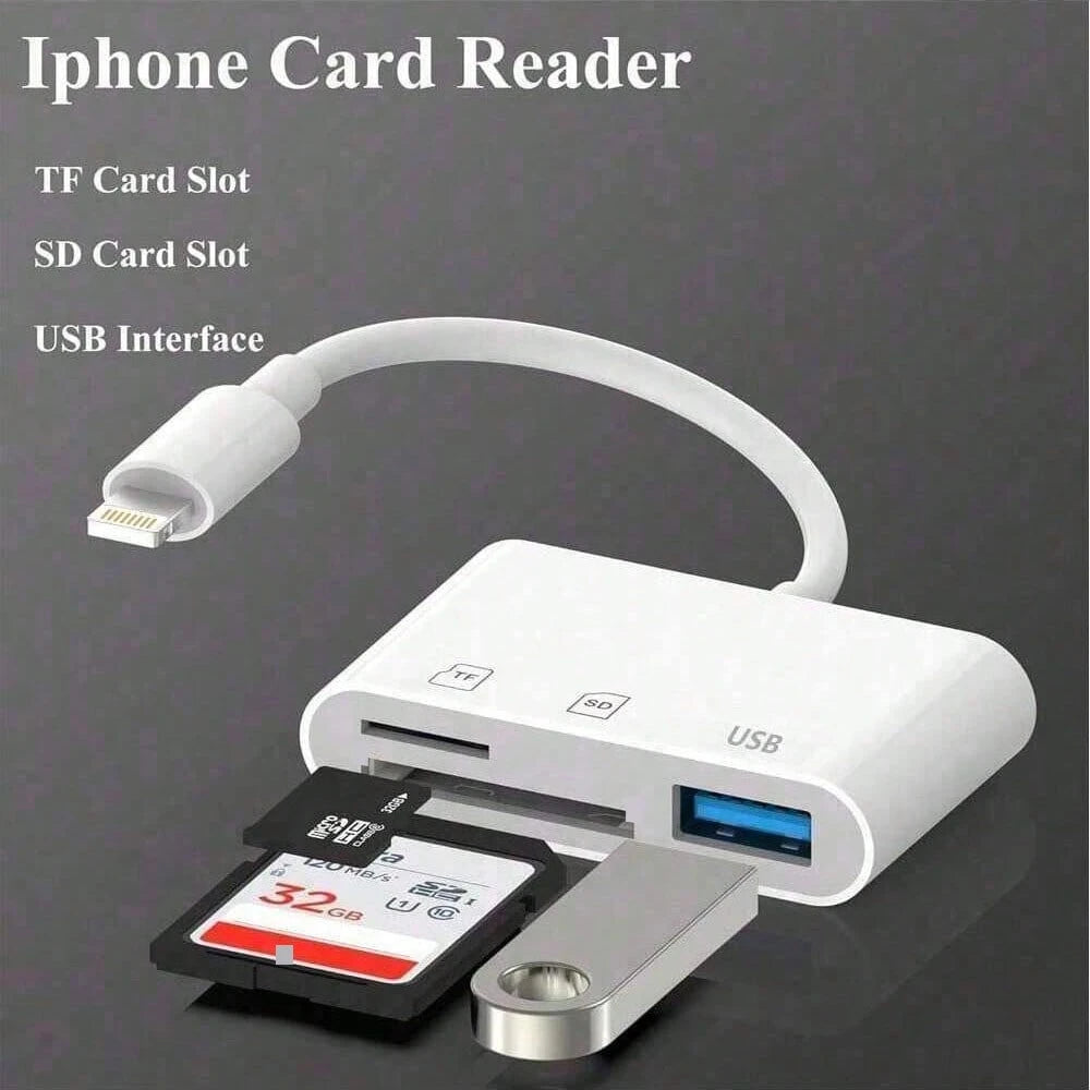 1pc USB C/Lightning 3-In-1 Card Reader, OTG 3.0 SD/TF/USB Flash Drive Adapter, Compatible With Type-C Laptops/Phones, Compatible With Iphone 17 Pro Max/17 Pro/17/Air/16/15/14/13/12/11, S25/S24/S23/S22