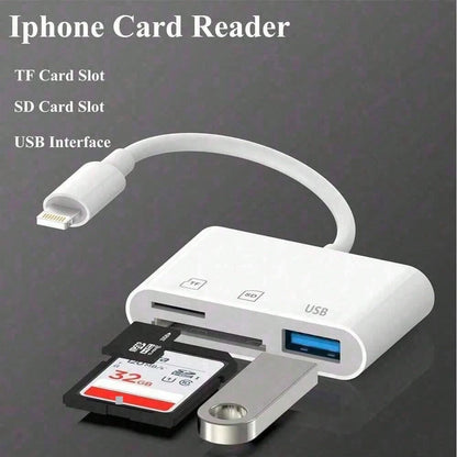 1pc USB C/Lightning 3-In-1 Card Reader, OTG 3.0 SD/TF/USB Flash Drive Adapter, Compatible With Type-C Laptops/Phones, Compatible With Iphone 17 Pro Max/17 Pro/17/Air/16/15/14/13/12/11, S25/S24/S23/S22