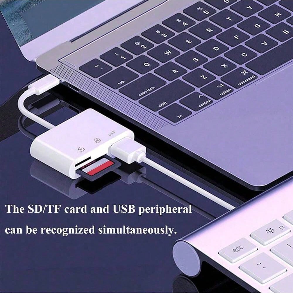 1pc USB C/Lightning 3-In-1 Card Reader, OTG 3.0 SD/TF/USB Flash Drive Adapter, Compatible With Type-C Laptops/Phones, Compatible With Iphone 17 Pro Max/17 Pro/17/Air/16/15/14/13/12/11, S25/S24/S23/S22