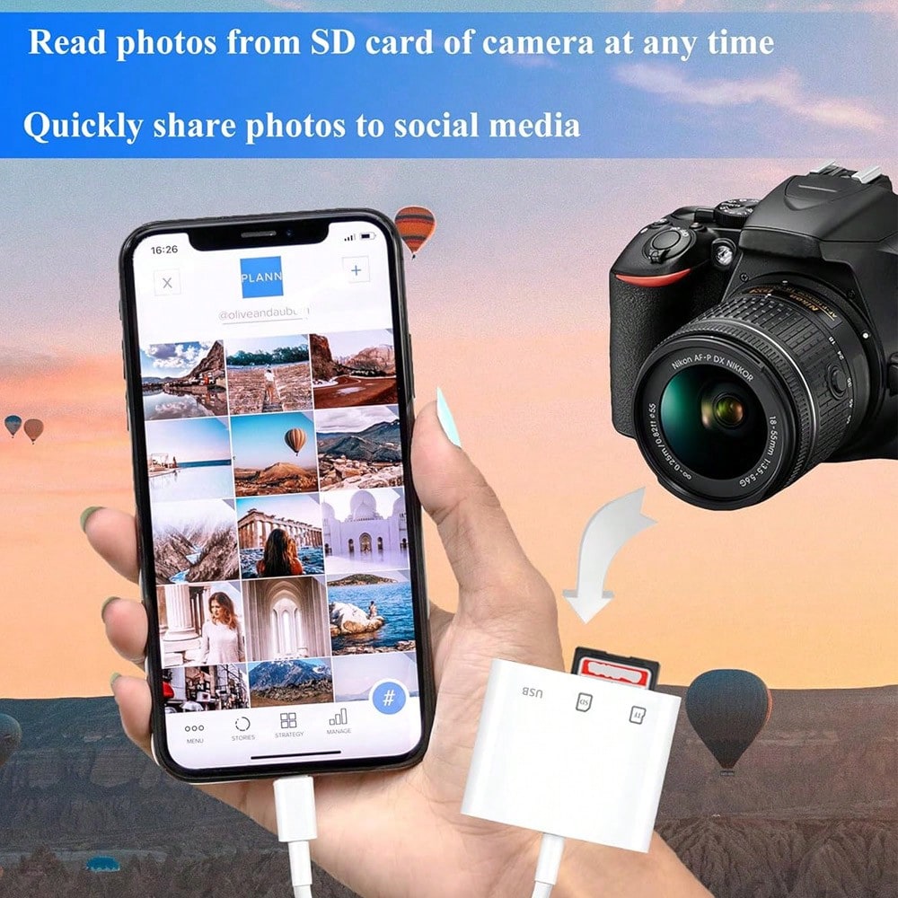 1pc USB C/Lightning 3-In-1 Card Reader, OTG 3.0 SD/TF/USB Flash Drive Adapter, Compatible With Type-C Laptops/Phones, Compatible With Iphone 17 Pro Max/17 Pro/17/Air/16/15/14/13/12/11, S25/S24/S23/S22