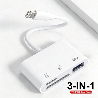 1pc USB C/Lightning 3-In-1 Card Reader, OTG 3.0 SD/TF/USB Flash Drive Adapter, Compatible With Type-C Laptops/Phones, Compatible With Iphone 17 Pro Max/17 Pro/17/Air/16/15/14/13/12/11, S25/S24/S23/S22