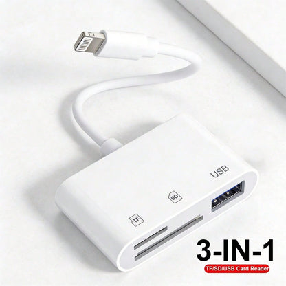 1pc USB C/Lightning 3-In-1 Card Reader, OTG 3.0 SD/TF/USB Flash Drive Adapter, Compatible With Type-C Laptops/Phones, Compatible With Iphone 17 Pro Max/17 Pro/17/Air/16/15/14/13/12/11, S25/S24/S23/S22
