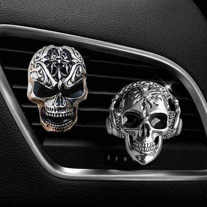 1pc Vintage Alloy Skull Car Air Freshener Clip For Car Air Vent, Car Perfume Decoration, Car Interior Ornament