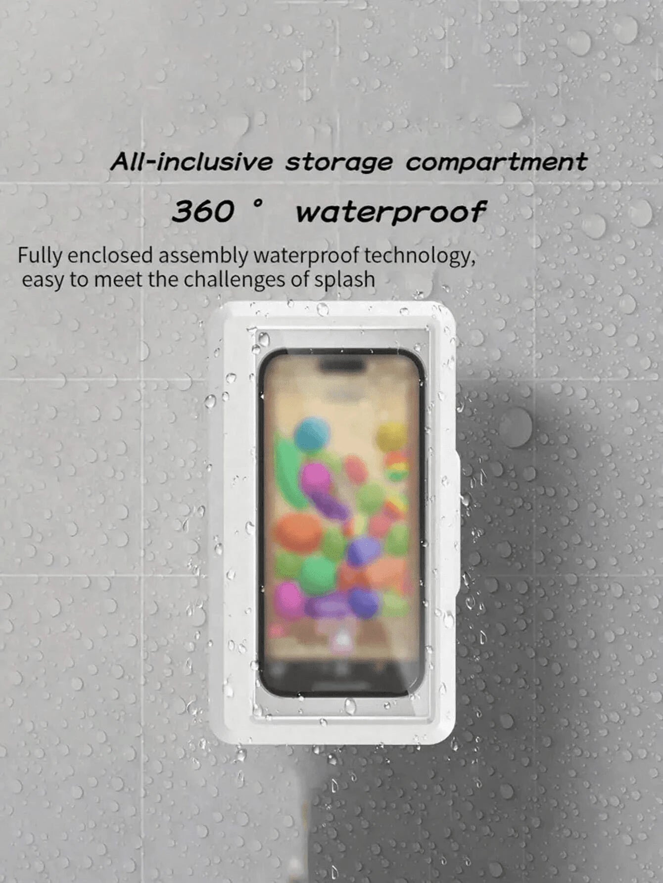 1PC Wall Mounted Anti Fog Touch Screen Rotatable Waterproof Phone Case For Bathroom Shower White Bathroom Accessory Smartphone Dry Box Water Resistant Cellphone Protector Home Essential Travel Must Ha