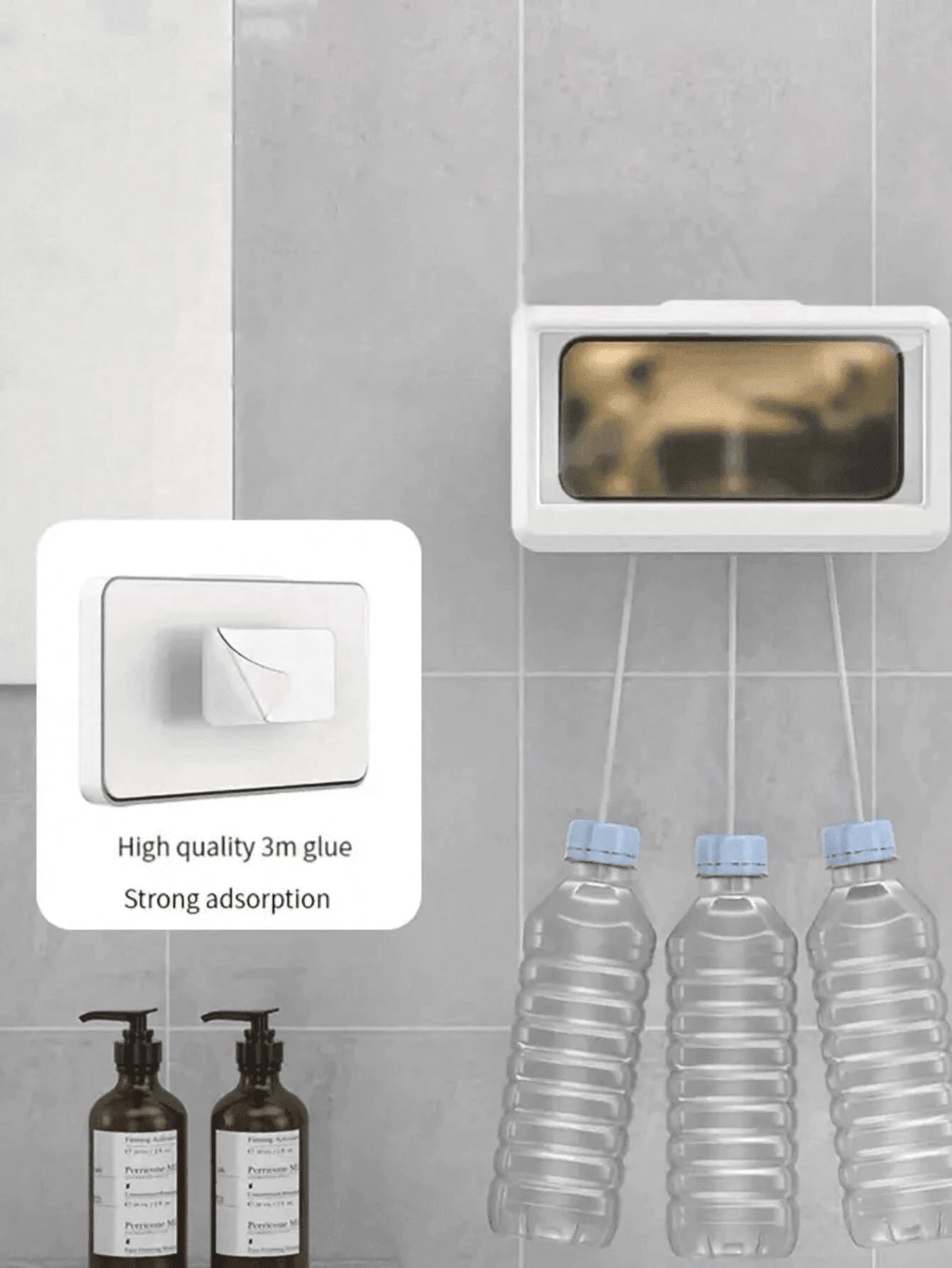 1PC Wall Mounted Anti Fog Touch Screen Rotatable Waterproof Phone Case For Bathroom Shower White Bathroom Accessory Smartphone Dry Box Water Resistant Cellphone Protector Home Essential Travel Must Ha