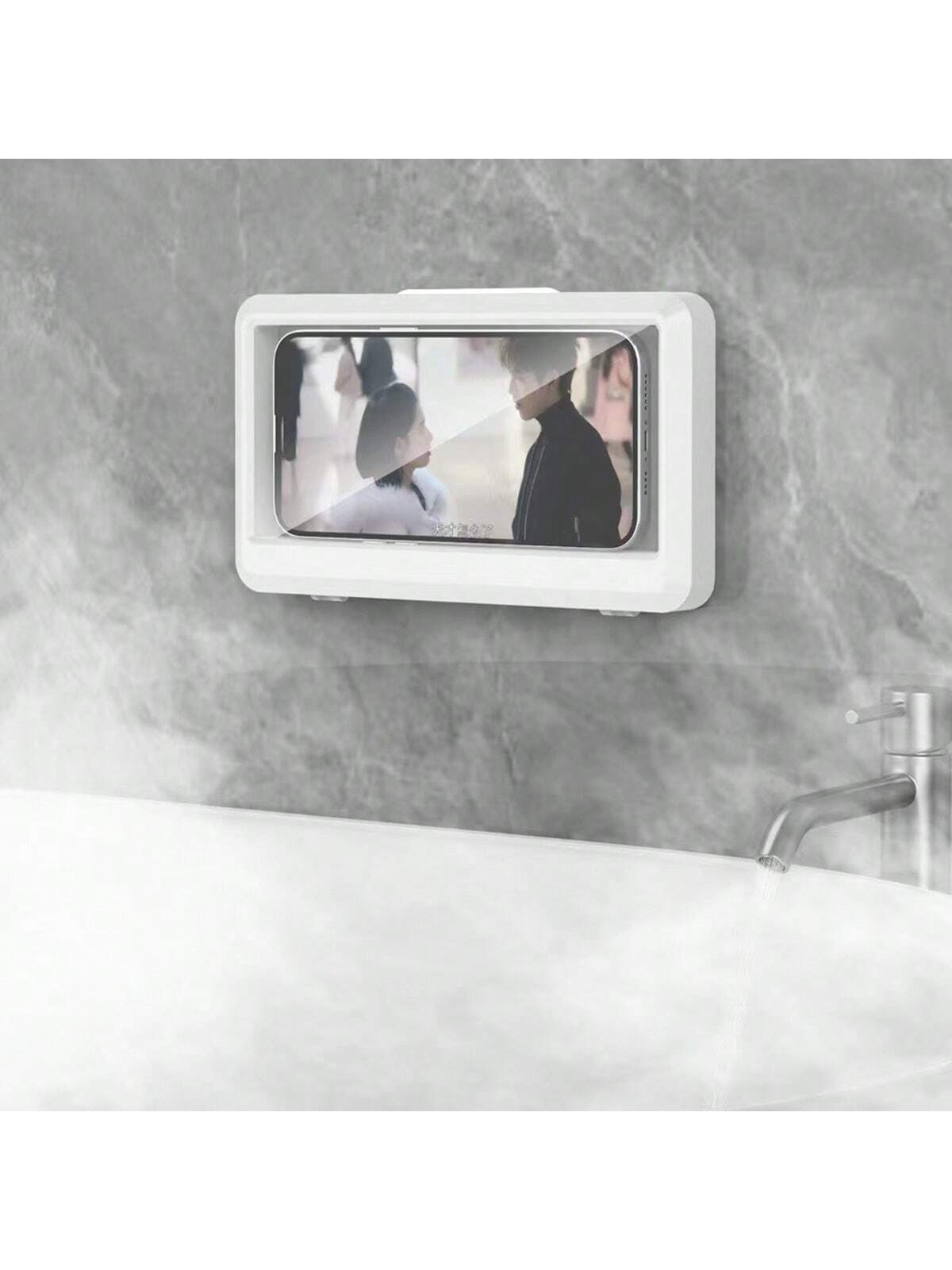 1pc Waterproof And Anti-Fog Bathroom/Kitchen Mobile Phone Holder, Wall Mounted, No Drilling Required Bathroom Storage Bathroom Accessories Bathroom Tools Bathroom Accessories