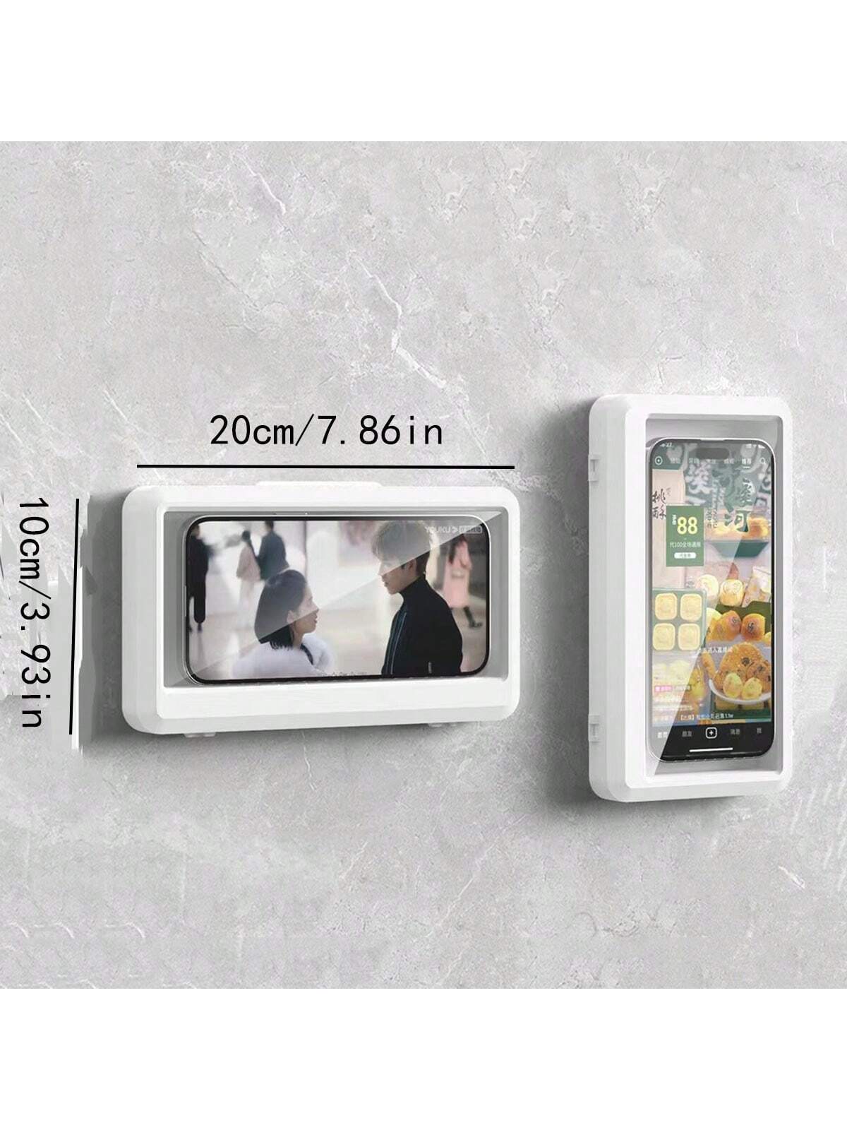 1pc Waterproof And Anti-Fog Bathroom/Kitchen Mobile Phone Holder, Wall Mounted, No Drilling Required Bathroom Storage Bathroom Accessories Bathroom Tools Bathroom Accessories