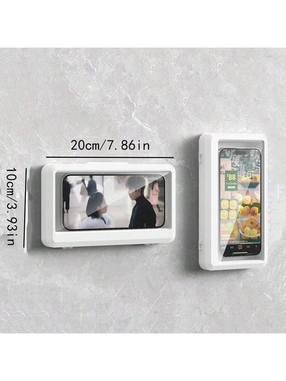 1pc Waterproof And Anti-Fog Bathroom/Kitchen Mobile Phone Holder, Wall Mounted, No Drilling Required Bathroom Storage Bathroom Accessories Bathroom Tools Bathroom Accessories