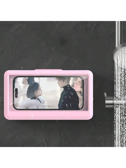 1pc Waterproof And Anti-Fog Bathroom/Kitchen Mobile Phone Holder, Wall Mounted, No Drilling Required Bathroom Storage Bathroom Accessories Bathroom Tools Bathroom Accessories