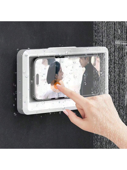 1pc Waterproof And Anti-Fog Bathroom/Kitchen Mobile Phone Holder, Wall Mounted, No Drilling Required Bathroom Storage Bathroom Accessories Bathroom Tools Bathroom Accessories