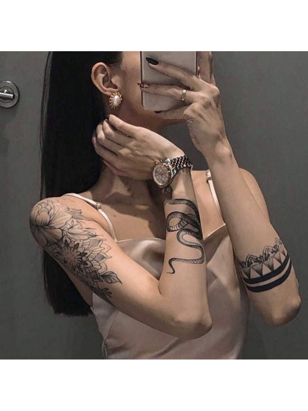 1pc Waterproof Neutral Snake Temporary Tattoo Sticker Lasting 2-5 Days