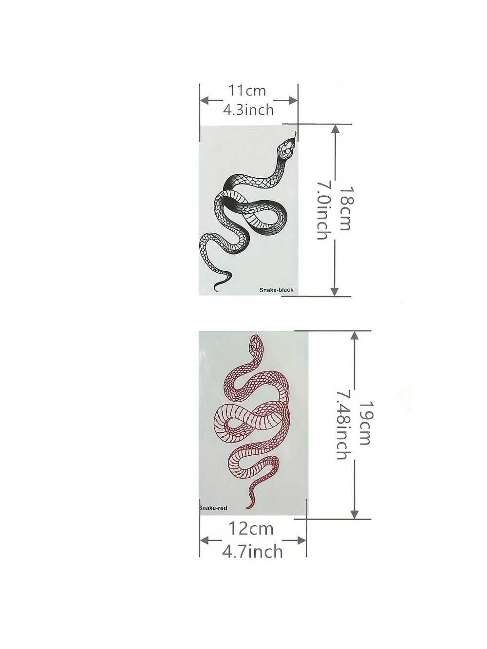 1pc Waterproof Neutral Snake Temporary Tattoo Sticker Lasting 2-5 Days