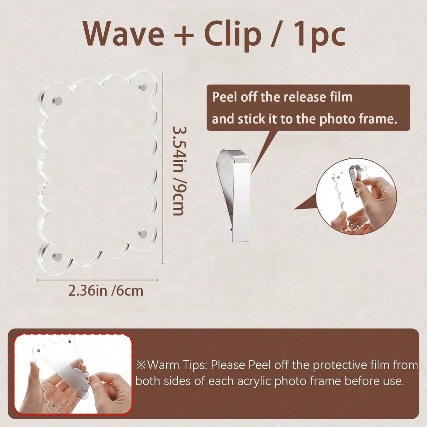 1pc Wavy Edge Acrylic Car Sun Visor Photo Clip, Universal Transparent Photo Frame Holder, Vertical & Horizontal Dual Use Sun Visor Photo Display, Valentine's Day Couple Lovers Gift, Pet Family Memoria