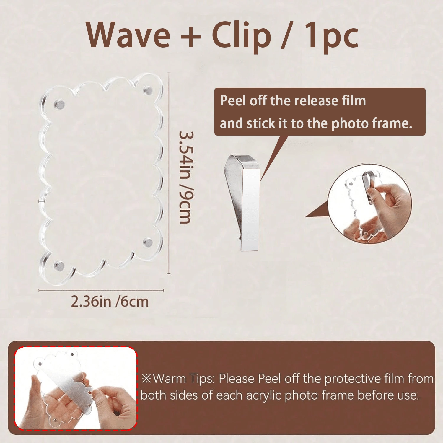 1pc Wavy Edge Acrylic Car Sun Visor Photo Clip, Universal Transparent Photo Frame Holder, Vertical & Horizontal Dual Use Sun Visor Photo Display, Valentine's Day Couple Lovers Gift, Pet Family Memoria