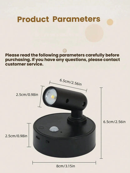 1pc Wireless Charging Magnetic Wall Lamp, Home Living Room Bedroom Bedside Light, No Drilling Required, Dimmable, Suitable For Indoor Artwork, Painting, Plant Lighting, Bedroom, Bedside Table And Entr
