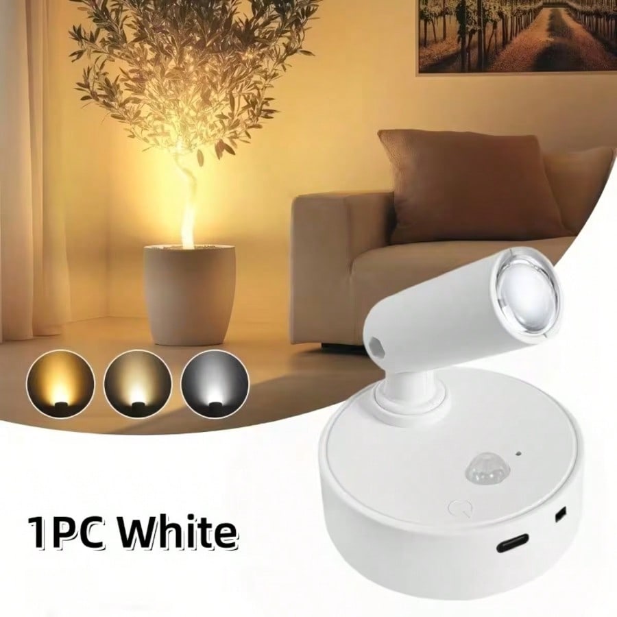 1pc Wireless Charging Magnetic Wall Lamp, Home Living Room Bedroom Bedside Light, No Drilling Required, Dimmable, Suitable For Indoor Artwork, Painting, Plant Lighting, Bedroom, Bedside Table And Entr