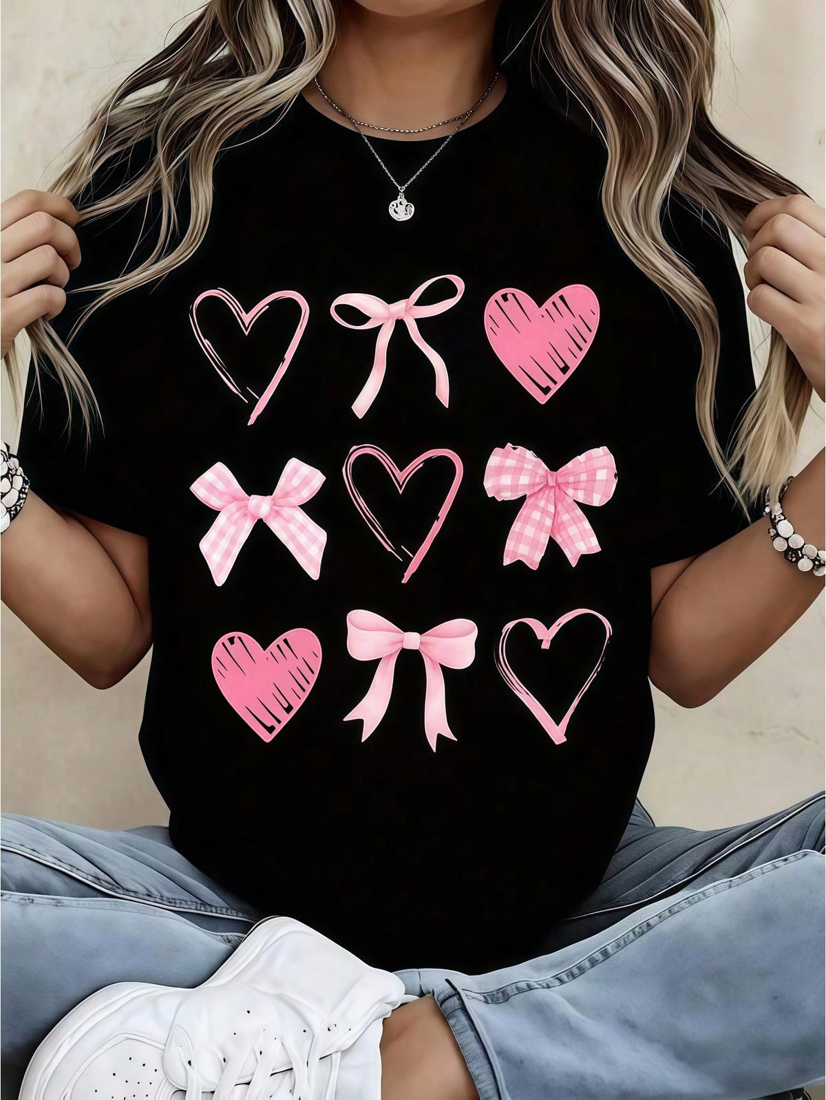 1pc Women Clothes Beach Postcard Print Cream TShirt, Cute Casual Crew Neck Summer Top, Women's Basic Tee, Lightweight Knit Fabric, For
