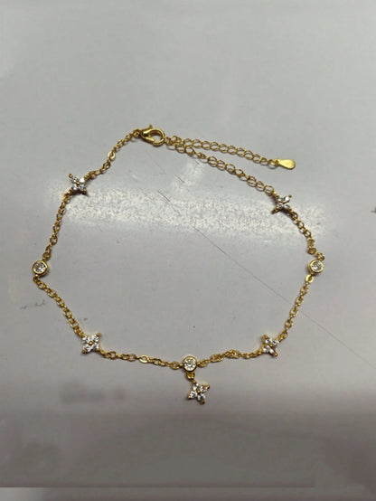 1pc Women's Fashionable High-Quality Double-Layer English Heart Anklet, Waterproof Stainless Steel, No Fading, Suitable For Daily Wear, Parties, Gatherings, Beach