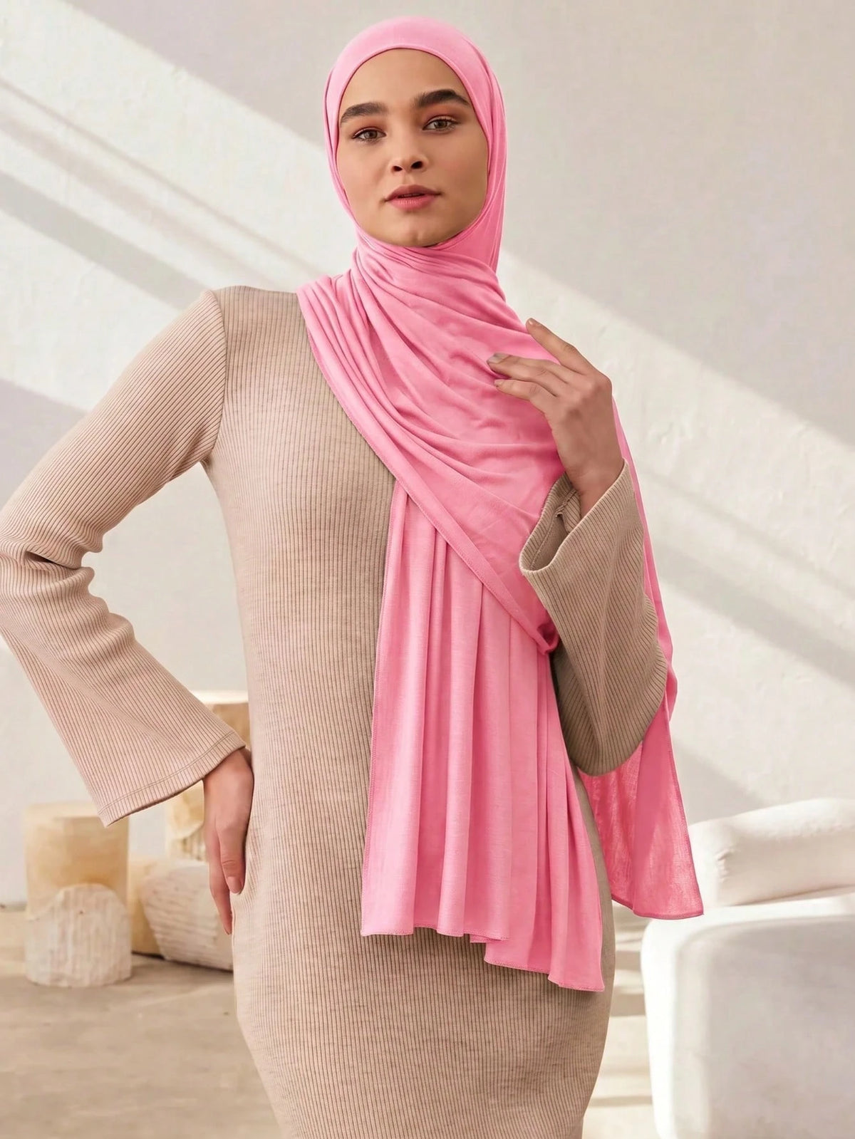 1PC Women's New Solid Color Large Size Hijab Headscarf Long Scarf Casual Soft