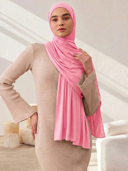 1PC Women's New Solid Color Large Size Hijab Headscarf Long Scarf Casual Soft