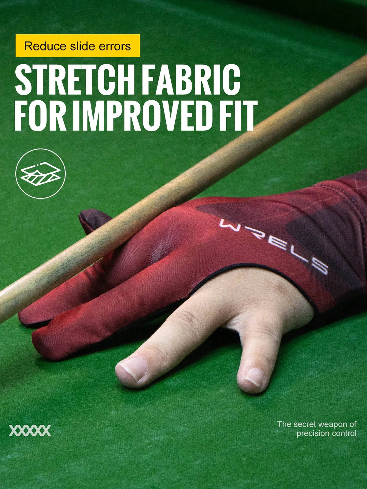 1pc WRELS Professional Billiards/Snooker Gloves, Left/Right Hand Available, Lightweight, Breathable, Anti-Slip & Wear-Resistant, Three-Finger Design