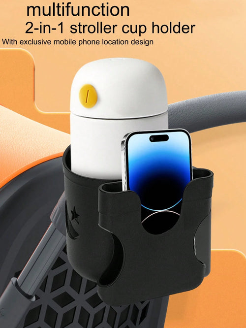 1pc2 In 1 Stroller Cup Holder With Phone Holder, Baby Stroller Cup Holder With Phone Holder For Universal Stroller And Water Bottle Cup Holder With Cut-Out Star And Moon Pattern