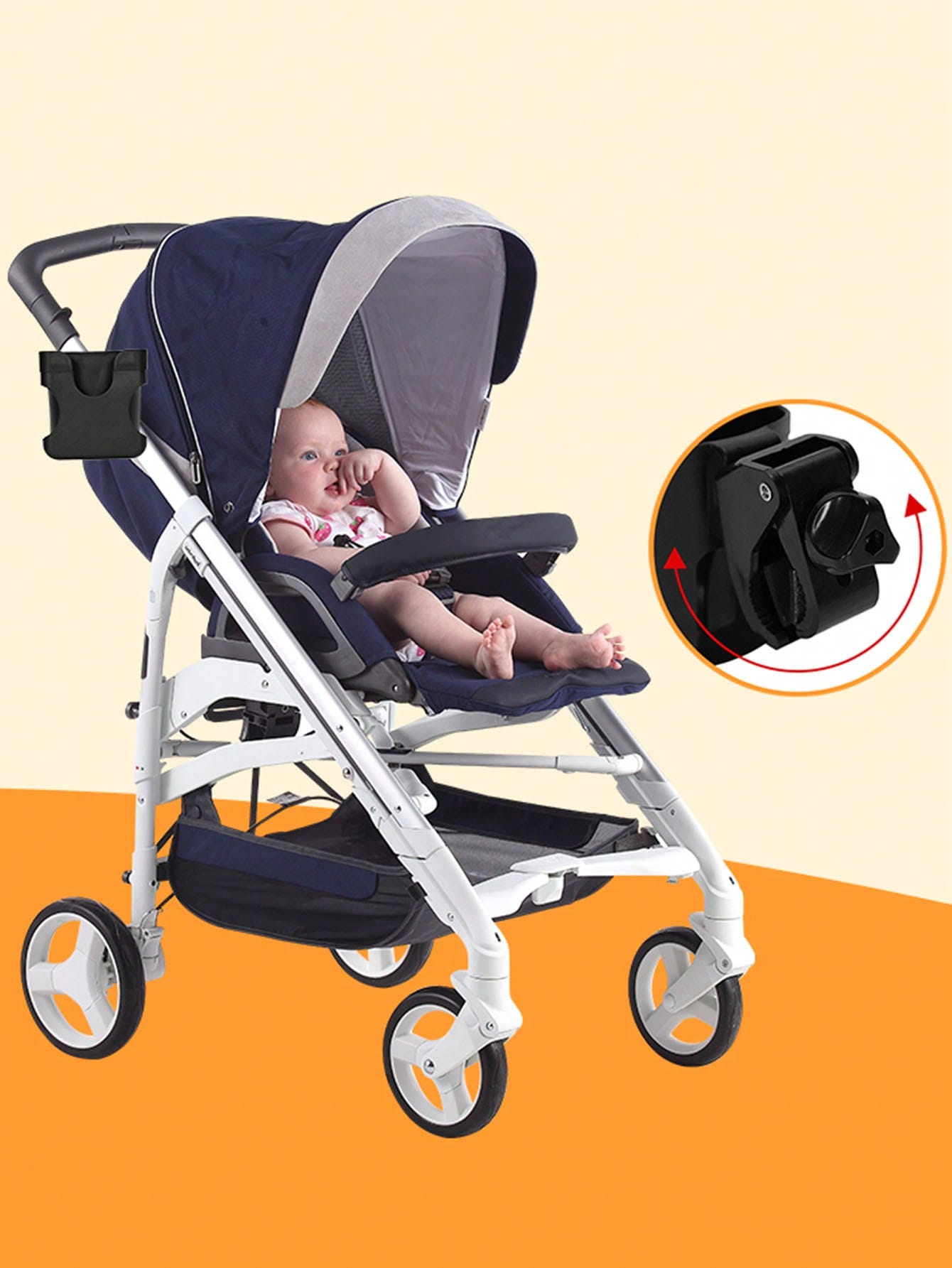 1pc2 In 1 Stroller Cup Holder With Phone Holder, Baby Stroller Cup Holder With Phone Holder For Universal Stroller And Water Bottle Cup Holder With Cut-Out Star And Moon Pattern