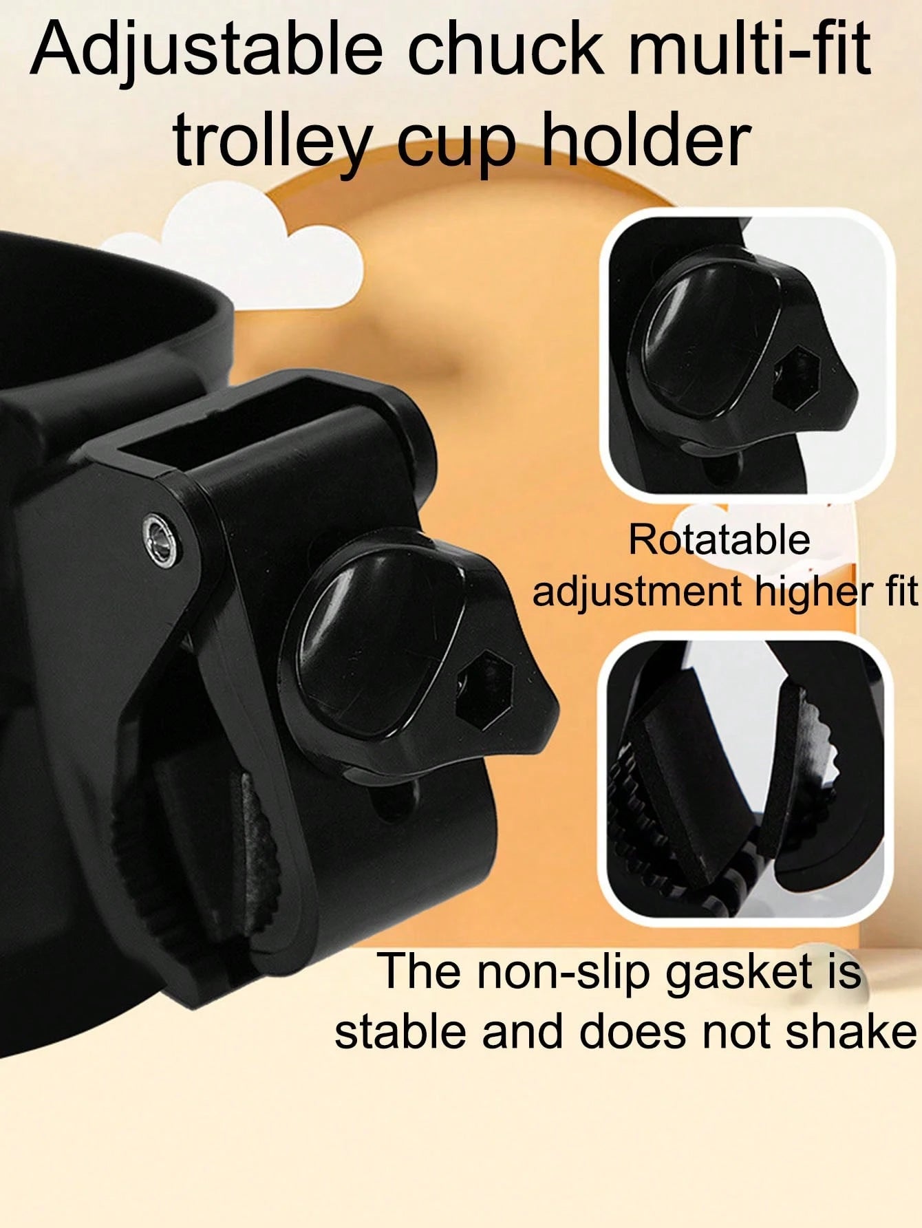 1pc2 In 1 Stroller Cup Holder With Phone Holder, Baby Stroller Cup Holder With Phone Holder For Universal Stroller And Water Bottle Cup Holder With Cut-Out Star And Moon Pattern