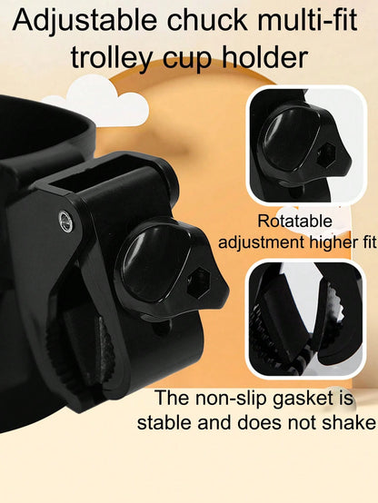 1pc2 In 1 Stroller Cup Holder With Phone Holder, Baby Stroller Cup Holder With Phone Holder For Universal Stroller And Water Bottle Cup Holder With Cut-Out Star And Moon Pattern