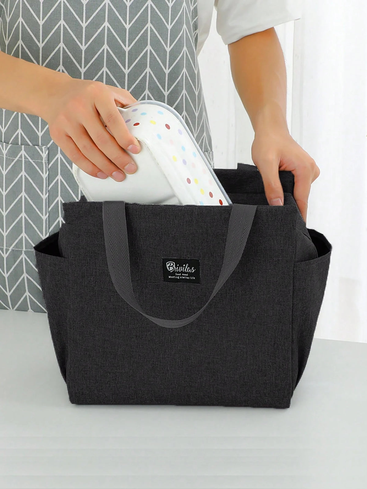 1pc, Waterproof Thermal Lunch Box Bag For Students And Office Workers- Perfect Travel Accessory And Kitchen Gadget For Healthy Meals On The Go