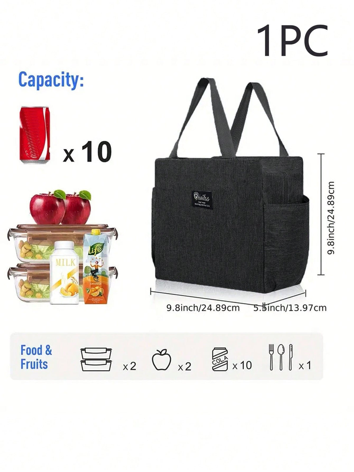 1pc, Waterproof Thermal Lunch Box Bag For Students And Office Workers- Perfect Travel Accessory And Kitchen Gadget For Healthy Meals On The Go