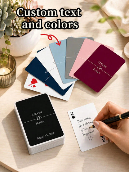 1set/54pcs Custom Guest Book Cards, Wedding Guest Book Alternative, Personalized Wedding Gift, Custom Photo And Text Playing Cards, Custom Couple Picture Playing Cards With Text, For Valentine's Day
