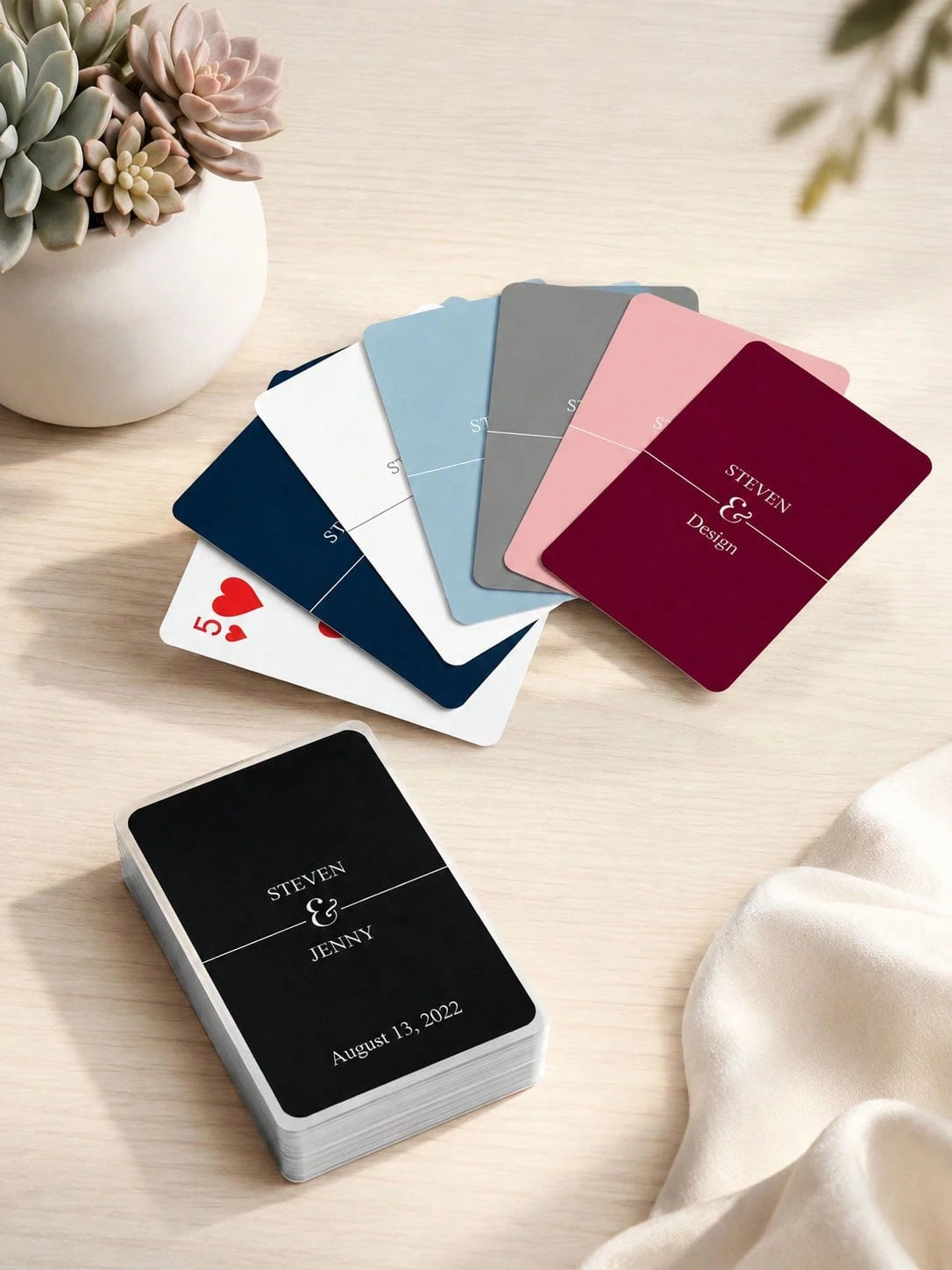 1set/54pcs Custom Guest Book Cards, Wedding Guest Book Alternative, Personalized Wedding Gift, Custom Photo And Text Playing Cards, Custom Couple Picture Playing Cards With Text, For Valentine's Day