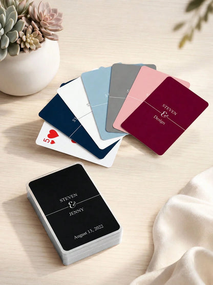 1set/54pcs Custom Guest Book Cards, Wedding Guest Book Alternative, Personalized Wedding Gift, Custom Photo And Text Playing Cards, Custom Couple Picture Playing Cards With Text, For Valentine's Day