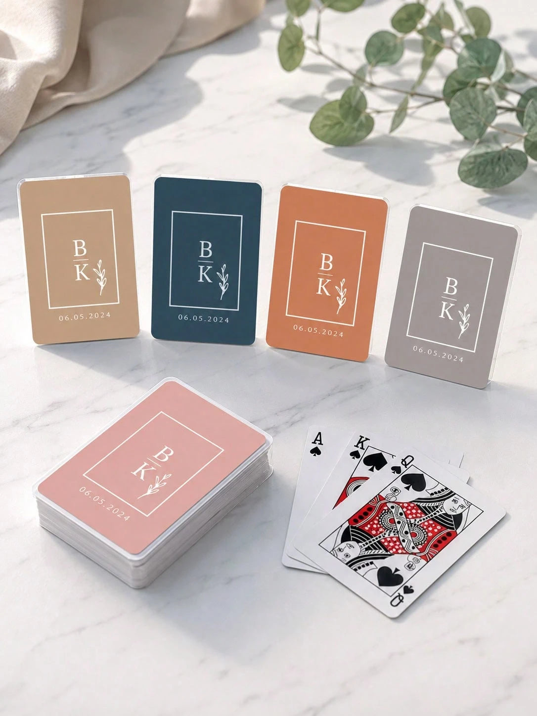 1set/54pcs Custom Guest Book Cards, Wedding Guest Book Alternative, Personalized Wedding Gift, Custom Photo And Text Playing Cards, Custom Couple Picture Playing Cards With Text, For Valentine's Day