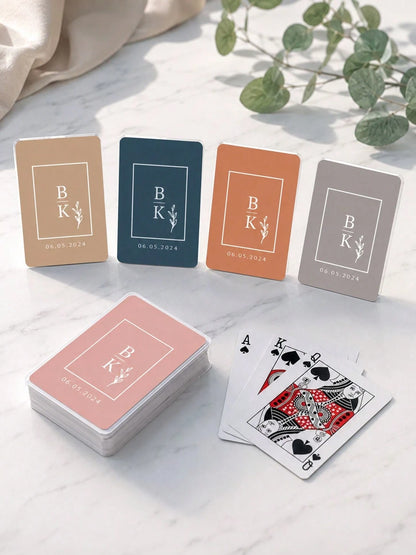 1set/54pcs Custom Guest Book Cards, Wedding Guest Book Alternative, Personalized Wedding Gift, Custom Photo And Text Playing Cards, Custom Couple Picture Playing Cards With Text, For Valentine's Day
