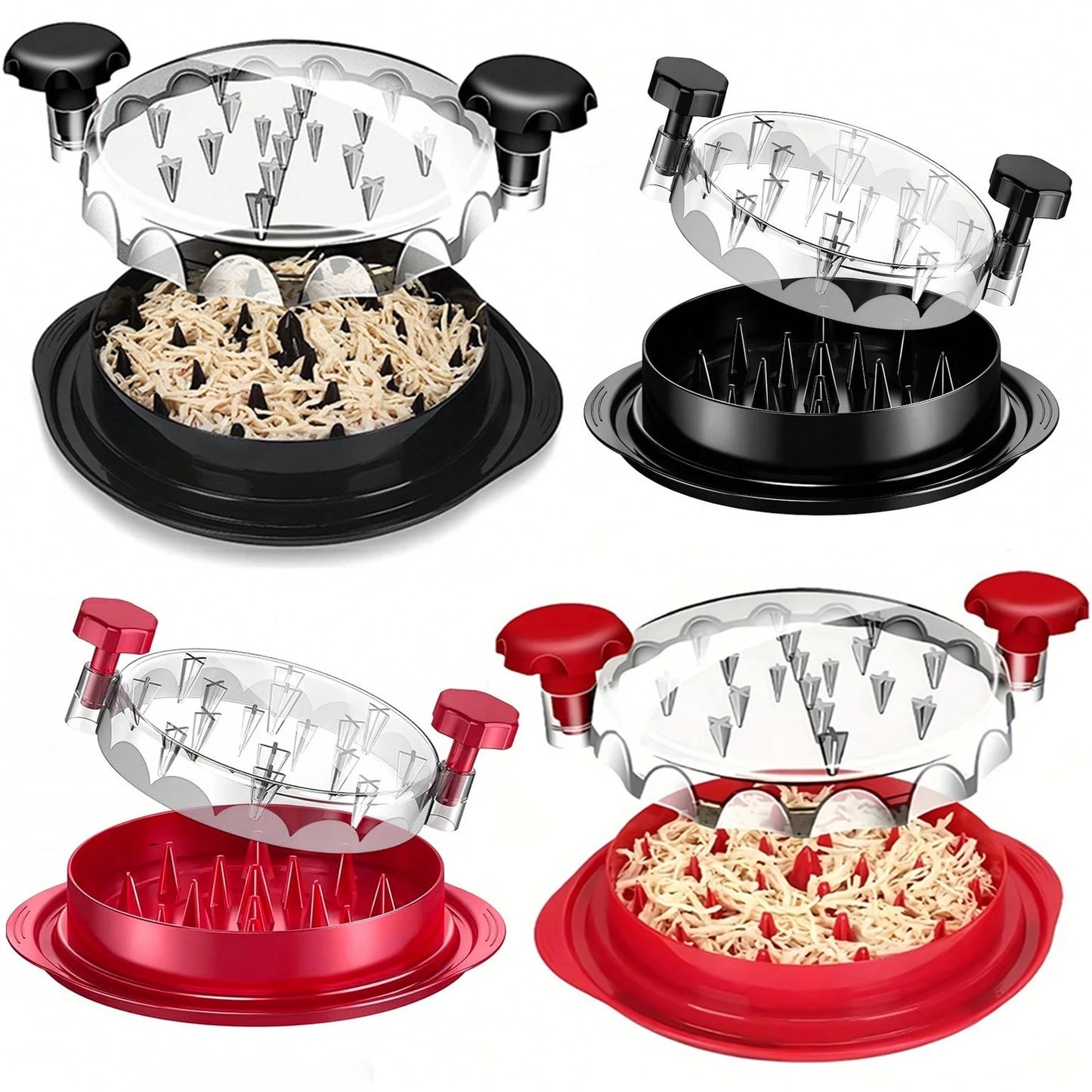 1Set Chicken Shredder, Mother's Day Gift Chicken Breast Shredder Tool Twist, Transparent Lid, Large Meat Shredder Machine- Ergonomic Handle, Dishwasher Safe, Anti-Slip, Cleaning Brush,Heat Resistant