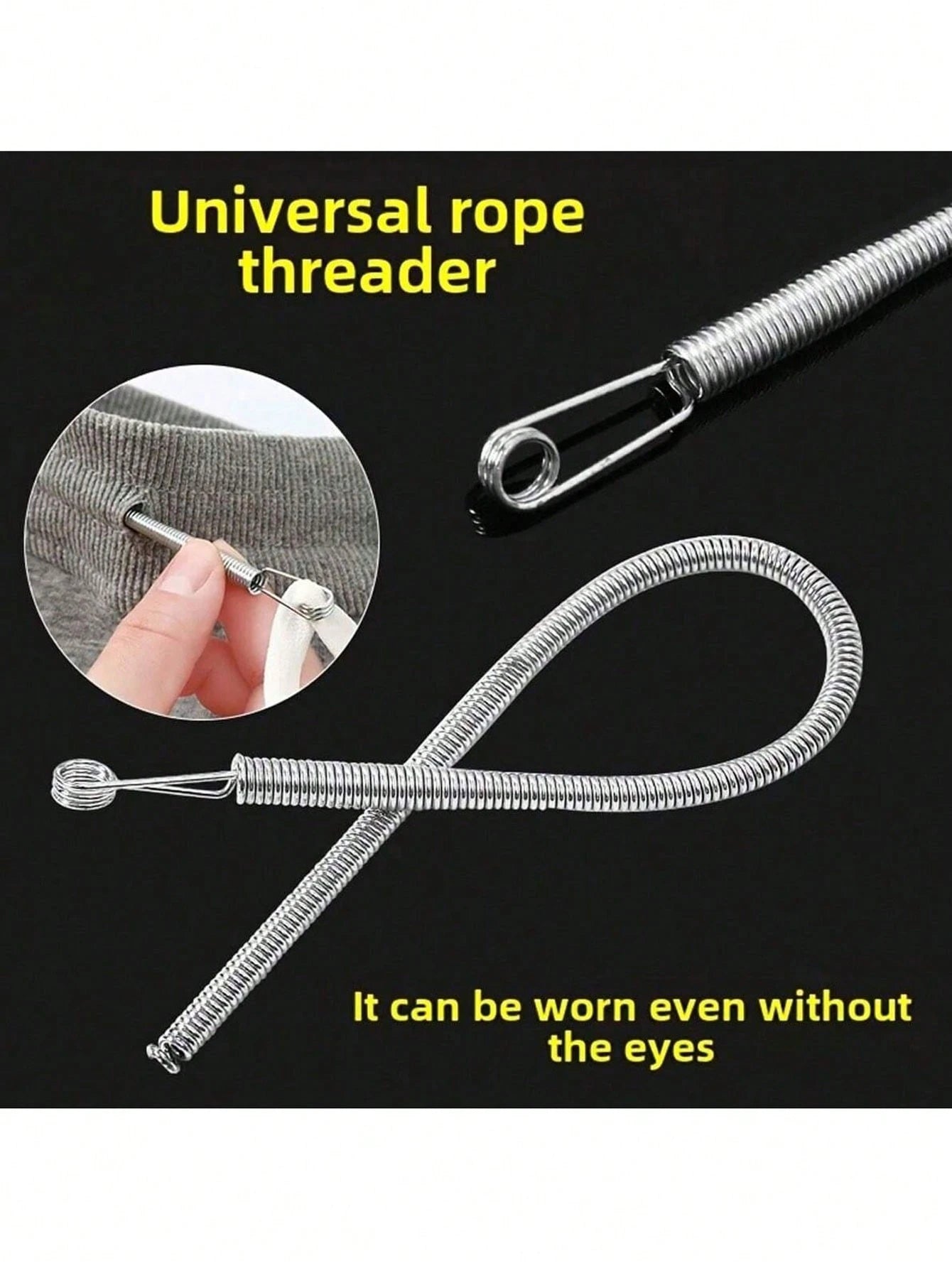 2/1pc Spring Elastic Drawstring Replacement Tool 2-In-1 Elastic Band Inserter, Suitable For Pants, Hoodies And Skirts Home Essential Set, Includes Waistband Drawstring Tool, No-Sew DIY Assistant Women