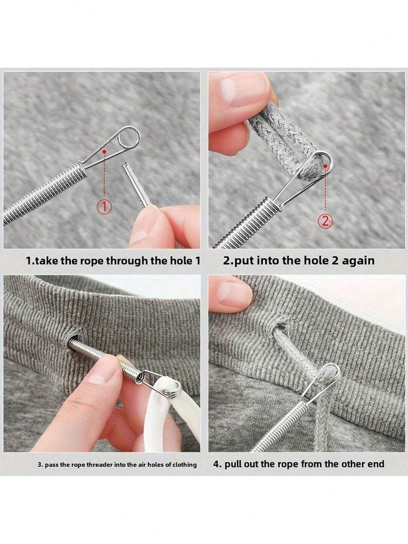 2/1pc Spring Elastic Drawstring Replacement Tool 2-In-1 Elastic Band Inserter, Suitable For Pants, Hoodies And Skirts Home Essential Set, Includes Waistband Drawstring Tool, No-Sew DIY Assistant Women