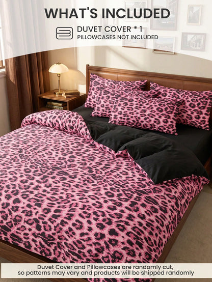2/3 Piece Pink Leopard Print Duvet Cover Set, Bedding, Bedroom Decor, Breathable And Soft, No Duvet Insert, Suitable For Twin/Full/Queen/King Size Beds, All Season, Home Textile, Machine Washable