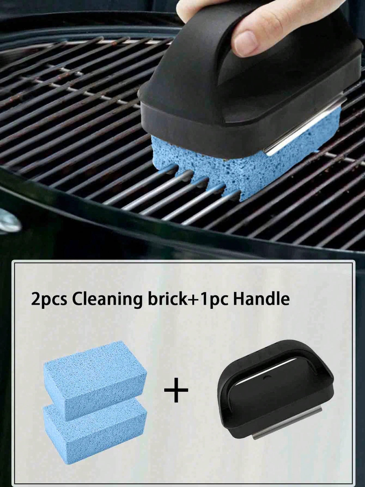 2/3pcs Heat-Resistant Handle BBQ Cleaning Brick, Multi-Functional Pumice Stone BBQ Cleaning Brush With Cutting Feature, Suitable For Stove, Sink, Tableware, Frying Pan, BBQ Grill, Kitchen, Bathroom, H