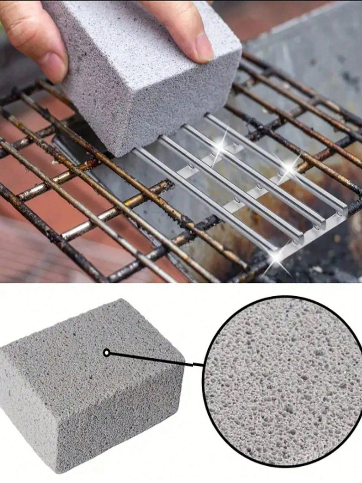 2/3pcs Heat-Resistant Handle BBQ Cleaning Brick, Multi-Functional Pumice Stone BBQ Cleaning Brush With Cutting Feature, Suitable For Stove, Sink, Tableware, Frying Pan, BBQ Grill, Kitchen, Bathroom, H