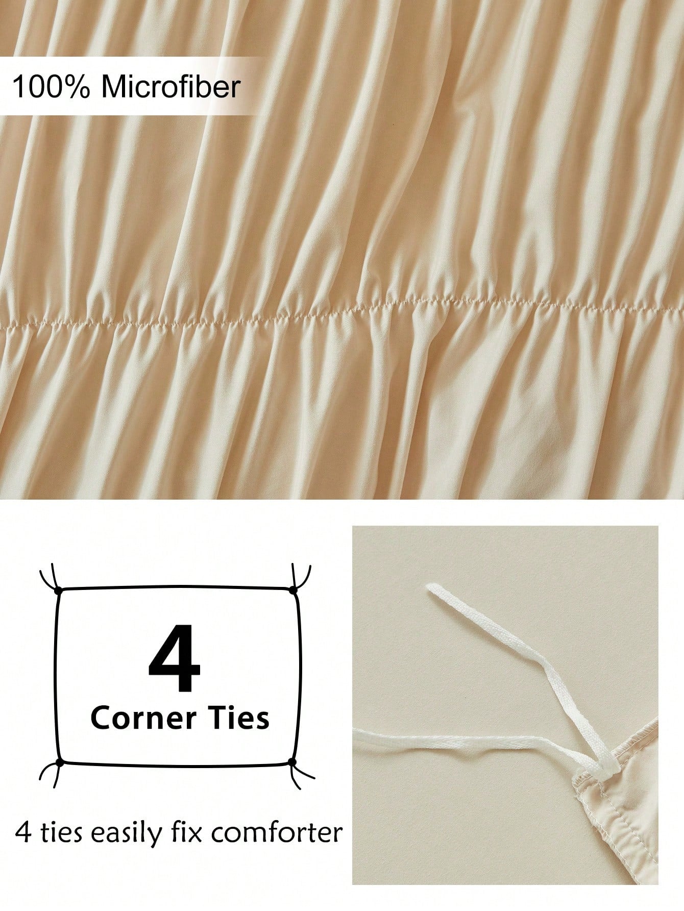 2/3pcs Khaki Ruched Pleated Duvet Cover Set, Modern Luxury Style Polyester Bedding Set Suitable For All Seasons, Minimalist Bedroom/Guest Room Decor Duvet Cover, Soft And Breathable, Machine Washable