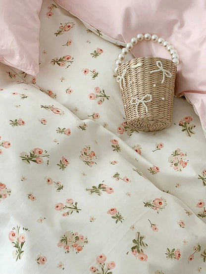 2/3pcs Pink Floral Duvet Cover Set, Bedding, Ultra Soft Skin-Friendly Duvet Cover, Suitable For Dormitory, Washable Duvet Cover, Ditsy Floral Pattern Duvet Cover Set, Without Duvet Insert, Suitable Fo