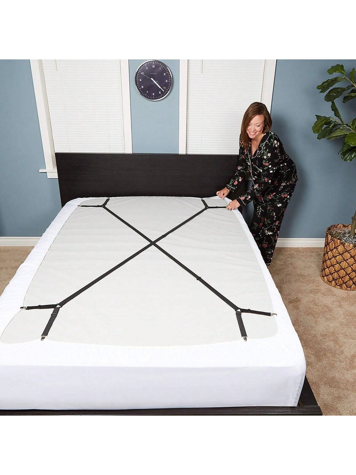 2/4 Adjustable Cross Bed Sheet Straps- Secure Bed Sheets, Triangular Elastic Buckles Suitable For All Mattress Covers