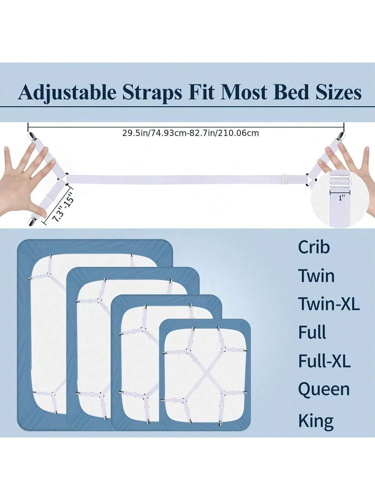 2/4 Adjustable Cross Bed Sheet Straps- Secure Bed Sheets, Triangular Elastic Buckles Suitable For All Mattress Covers