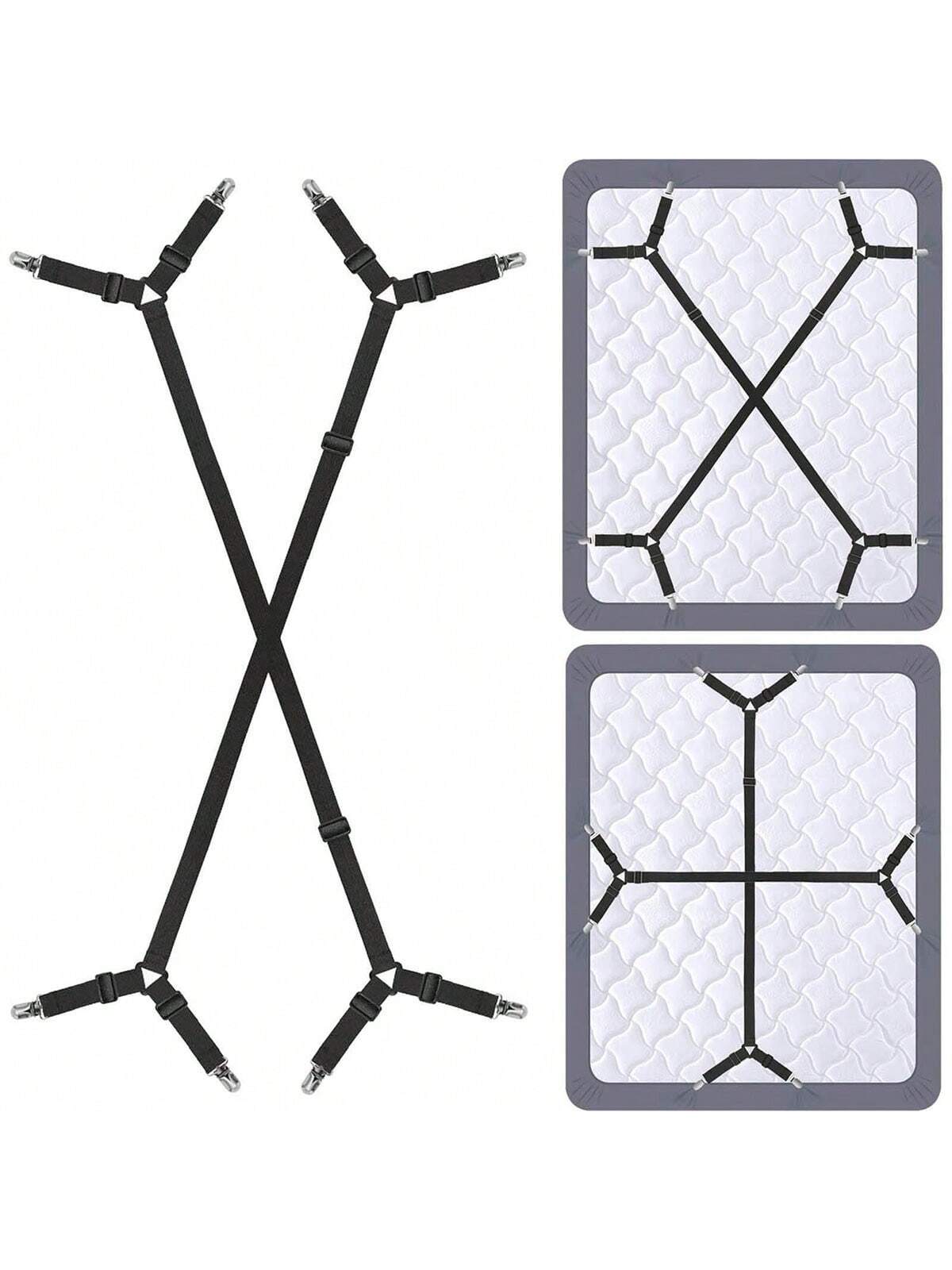 2/4 Adjustable Cross Bed Sheet Straps- Secure Bed Sheets, Triangular Elastic Buckles Suitable For All Mattress Covers