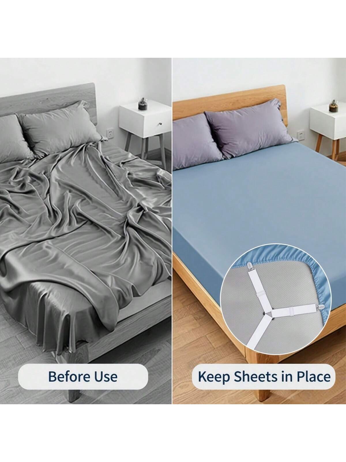 2/4 Adjustable Cross Bed Sheet Straps- Secure Bed Sheets, Triangular Elastic Buckles Suitable For All Mattress Covers