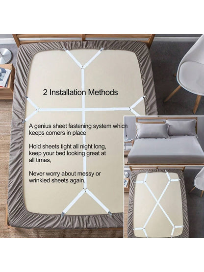 2/4 Adjustable Cross Bed Sheet Straps- Secure Bed Sheets, Triangular Elastic Buckles Suitable For All Mattress Covers